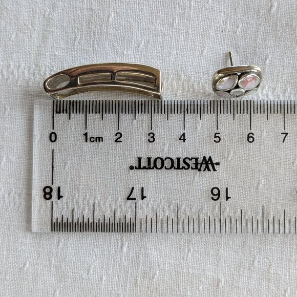 MOP & Sterling Pendant & Earrings with 19" Italy Figaro Chain - Picture 12 of 12